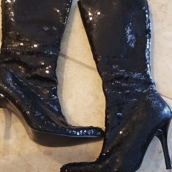 Shoes Black Sequin Boots Poshmark